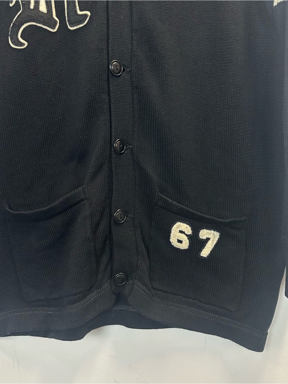 Polo Ralph Lauren Black Varsity-Style Cardigan with White Appliqué - Picture 6 of 14